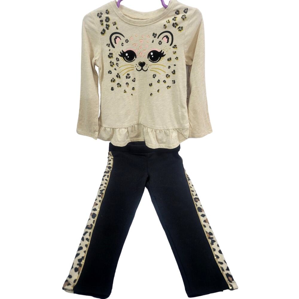 Garanimals‎ 2 Pc Set Kitty Cat Top with Black Pants Size 3T